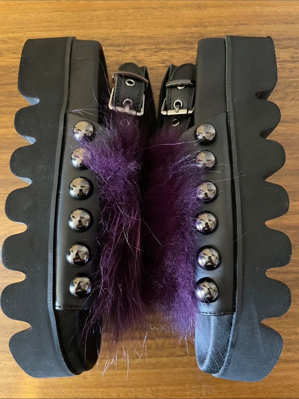 Japanese Brand “Movie’s” Purple Faux Fur Platforms Size 39 or 8.5